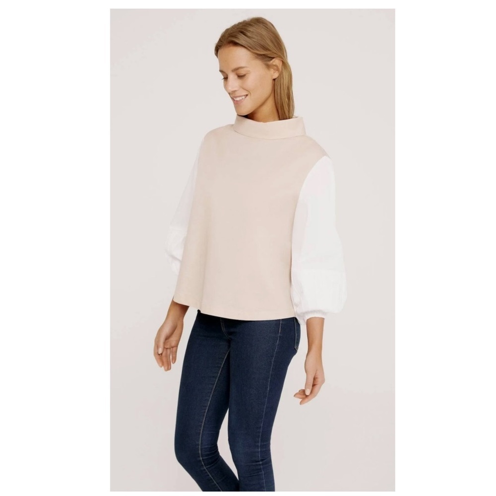 Harshman | Quiet Luxury Corp Core Perry Fold-over Neck Tunic Beige | S